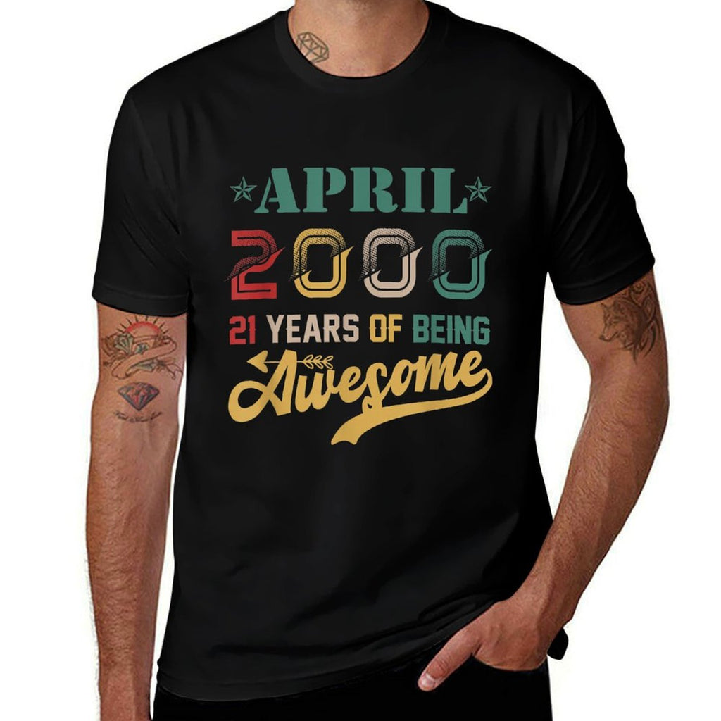 Vintage April 2000 Awesome 21 Years Old 21st Birthday  Slim-fit Cut T-Shirt