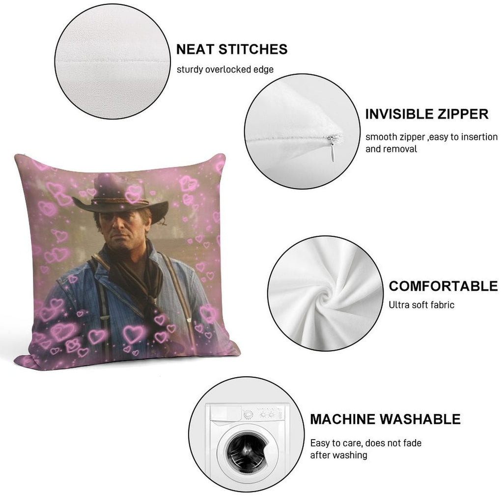 Arthur Morgan Hearts Soft Durable Construction Throw Pillow