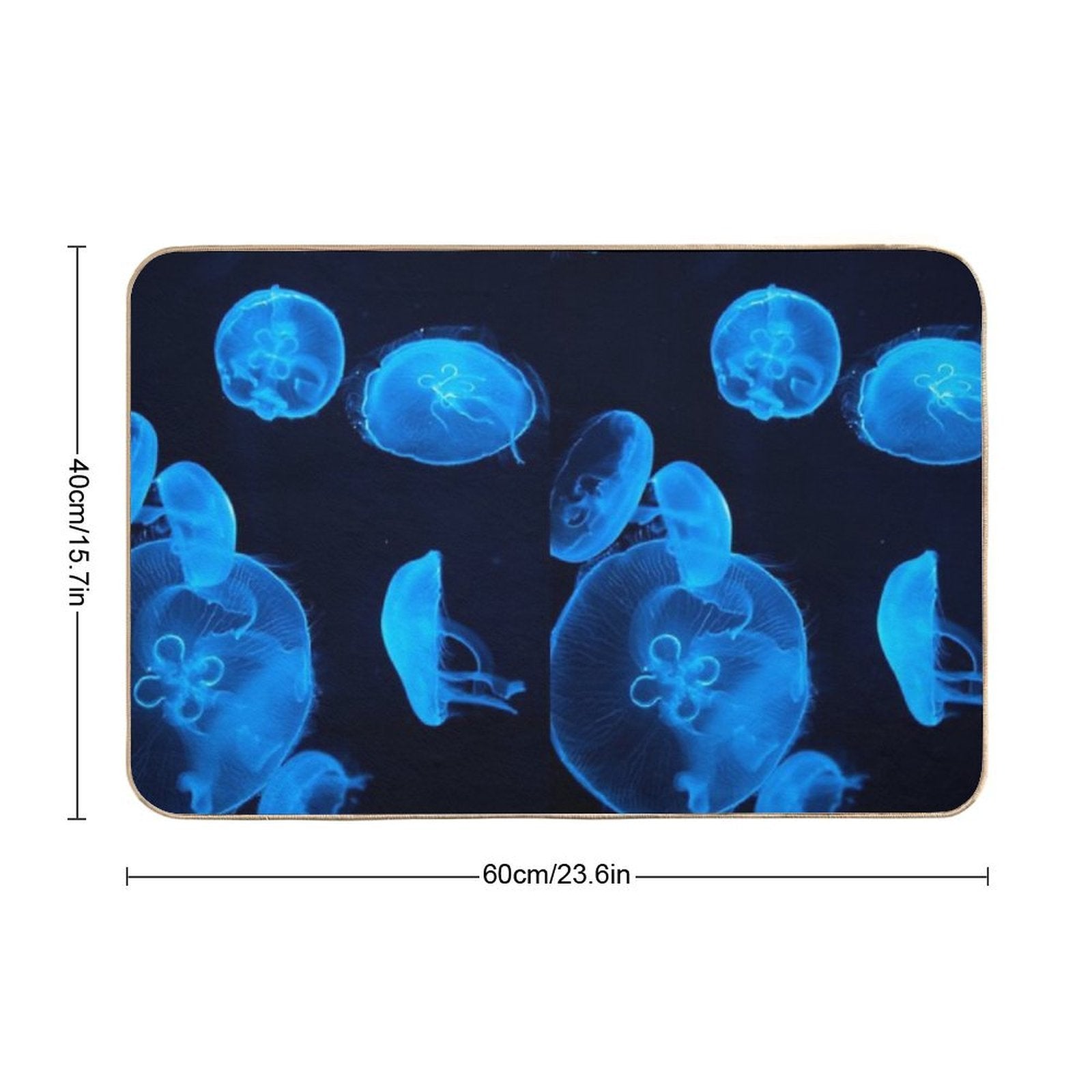 Blue Jellyfish Swimming  Fade-Resistant Bath Mat
