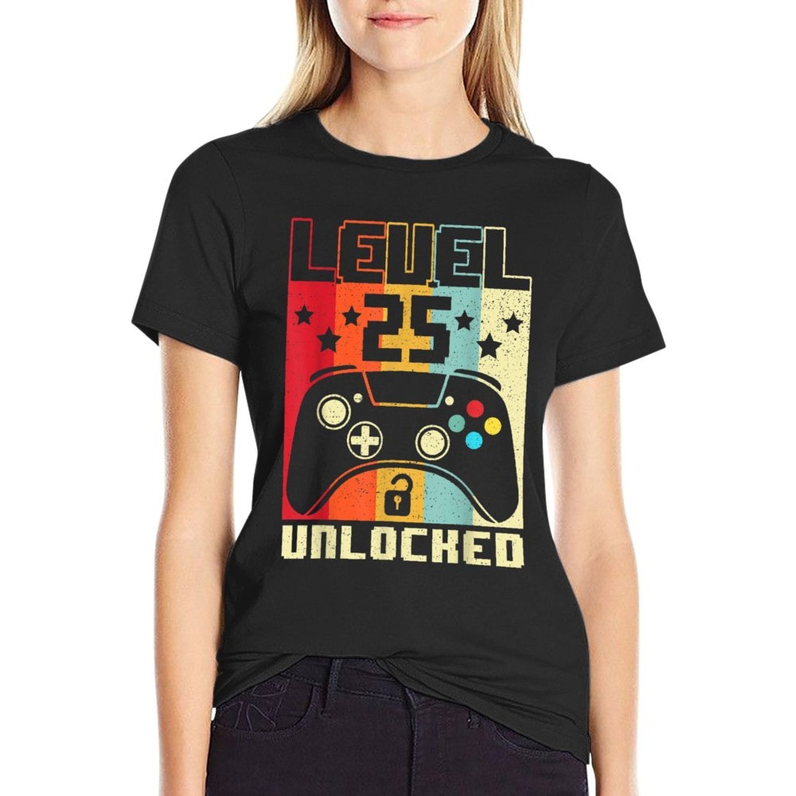 Level 25 Unlocked Funny Video Gamer 25th Birthday Gift  Vintage-inspired T-Shirt