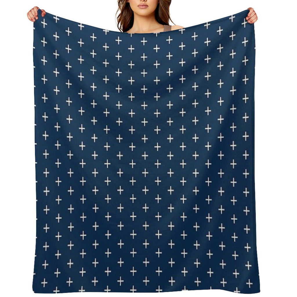 Japanese Kimono Blue Pattern Gift-ready Throw Blanket