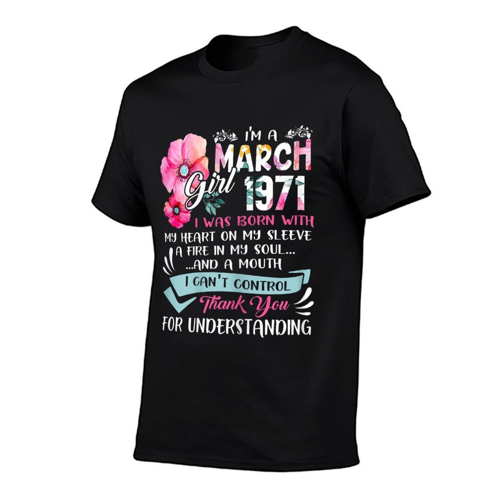 Awesome Since 1971 50th Birthday I'm A March Girl 1971  Oversized Silhouette T-Shirt