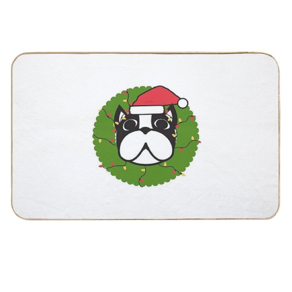 Cute Boston Terrier Merry Christmas Tree Funny Hello Winter Essential T-Shirt  Multi-Purpose Bath Mat