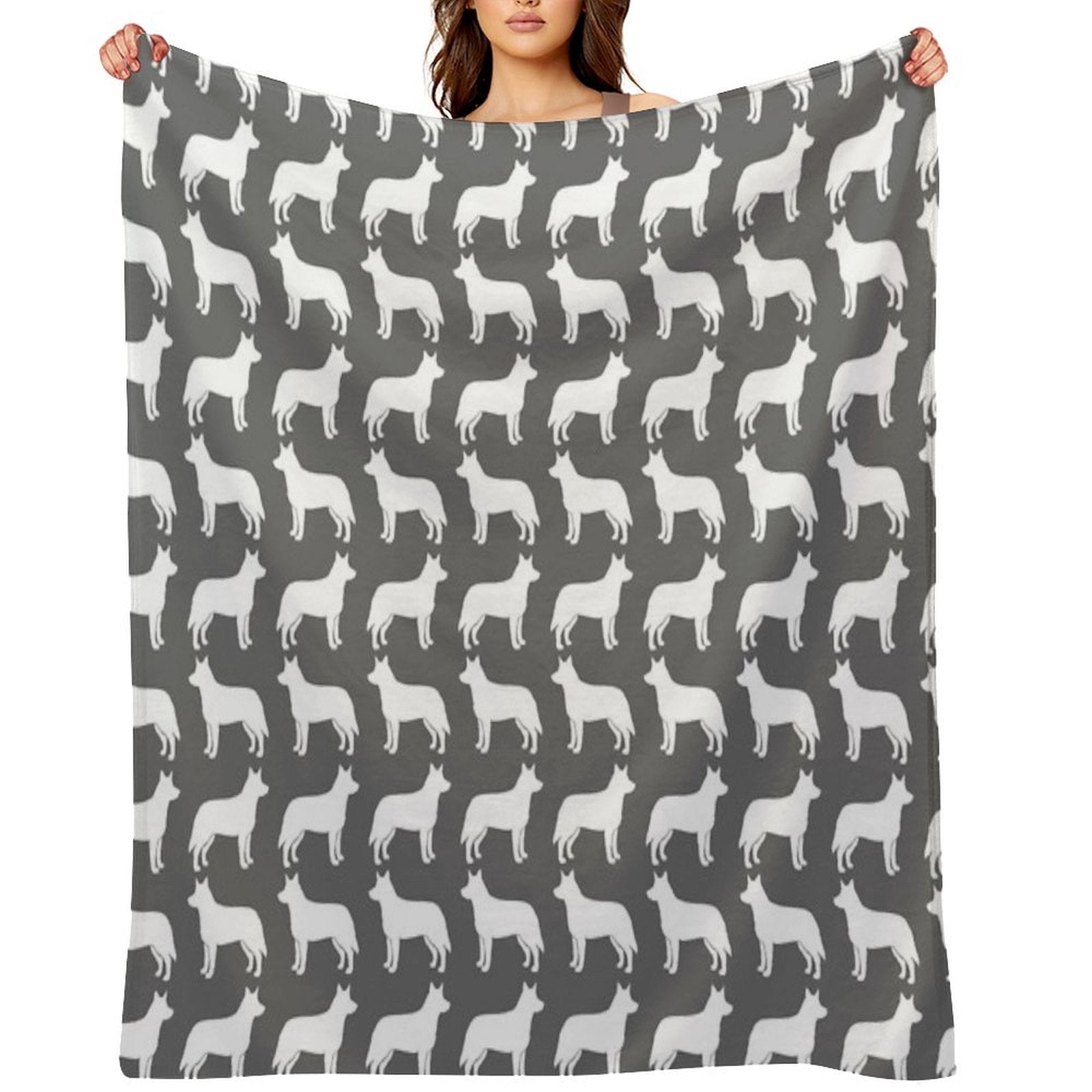 Australian Cattle Dog Silhouette(s) Gift-ready Throw Blanket