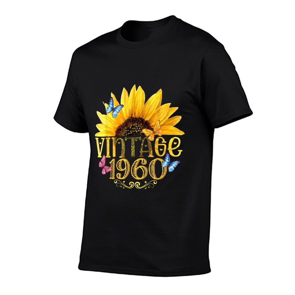 Vintage 1960 Sunflower Floral Butterfly Funny 65th Birthday  Affordable Price T-Shirt