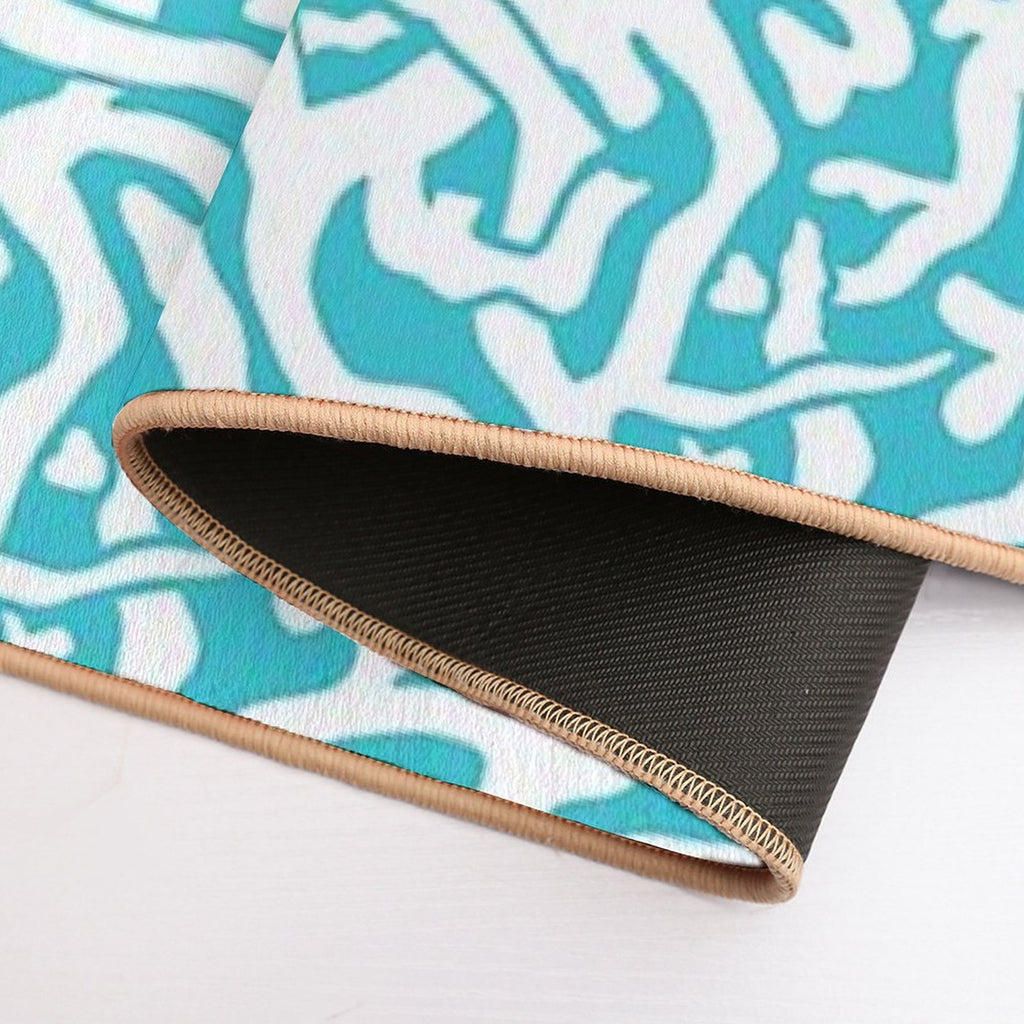 Coral Reef Pattern White Aqua Blue Beach  Absorbent Bath Mat