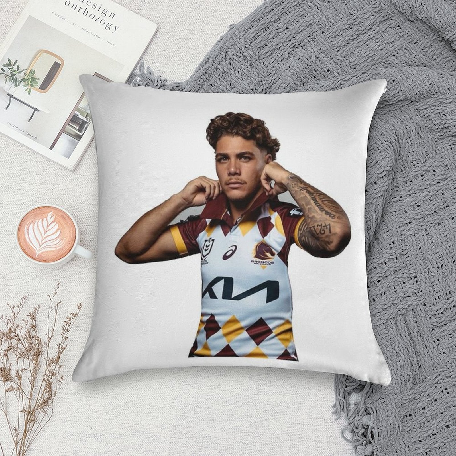 Reece Walsh Broncos Hot Photo Jersey Soft Anti-Pilling Throw Pillow