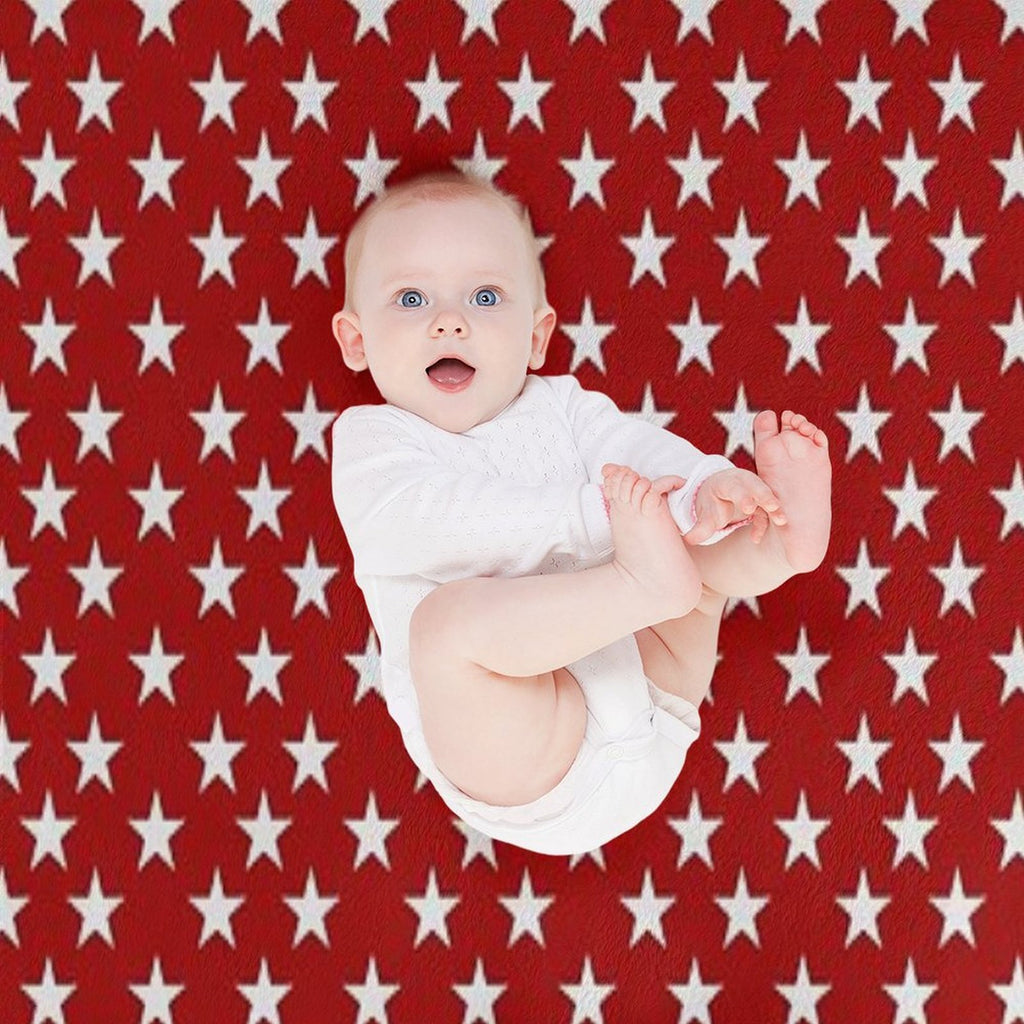 Red with Stars Plush Throw Blanket