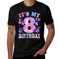 It's My 8th Birthday Butterfly Theme 8 Year Old Party Girl  Durable T-Shirt