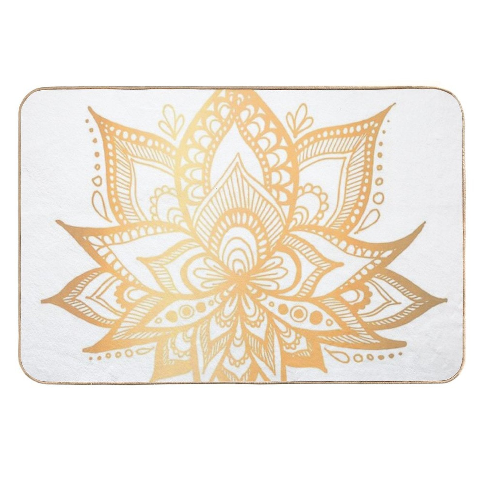 Gold Lotus Flower  Easy To Clean Bath Mat