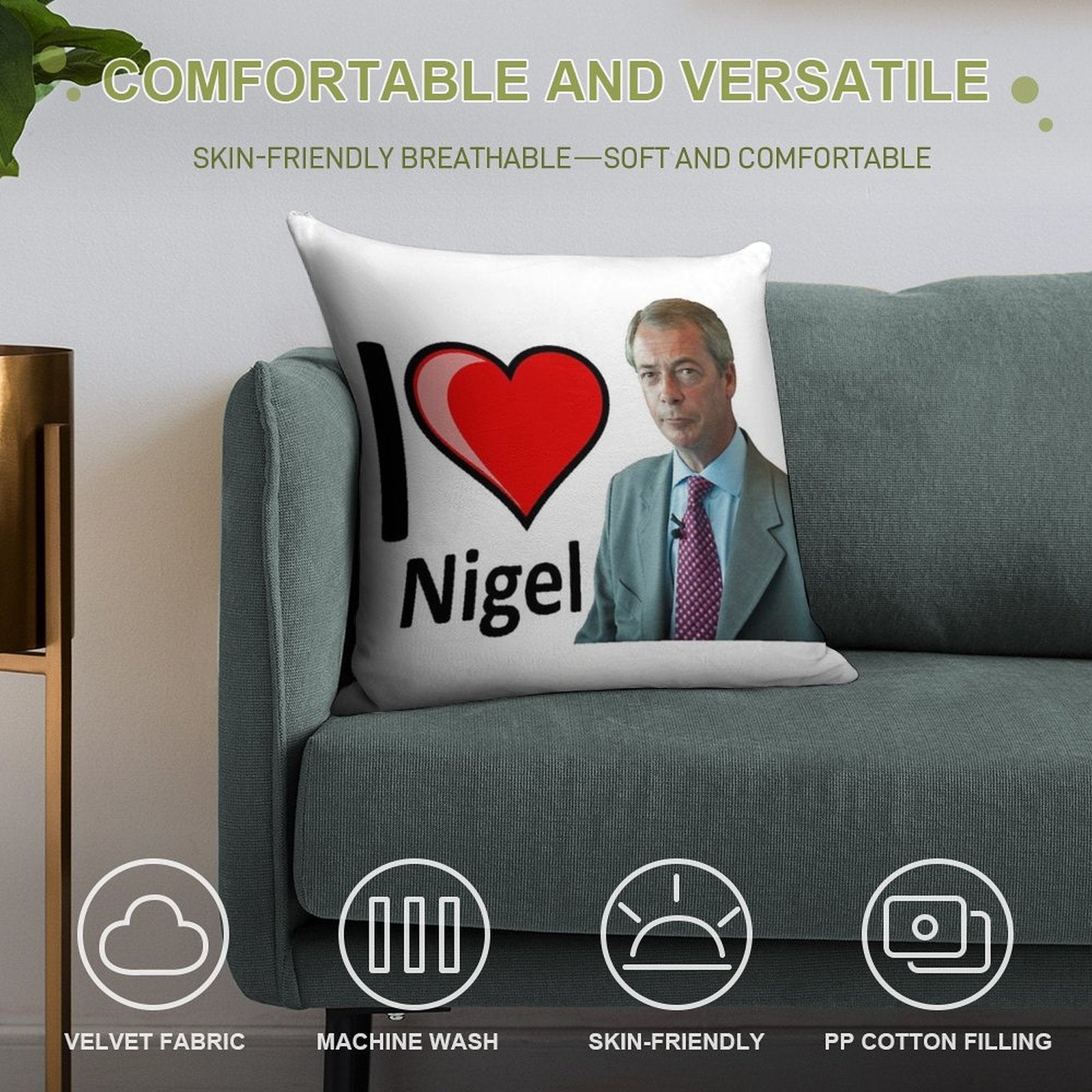 Fantastic I Love Nigel Farage Design Soft Luxury Feel Throw Pillow
