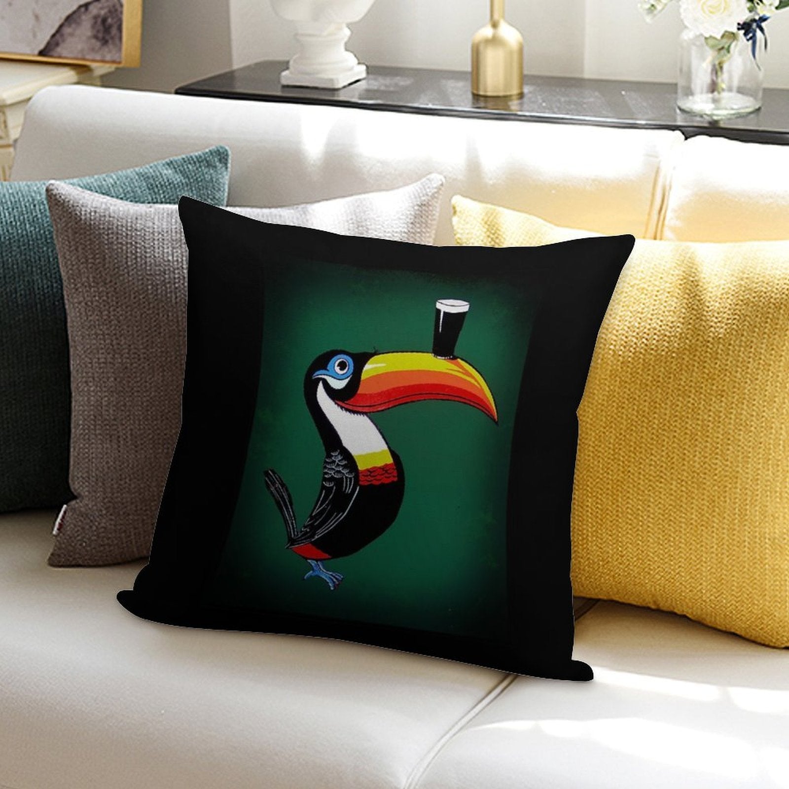 Toucan Soft Fade-Resistant Throw Pillow