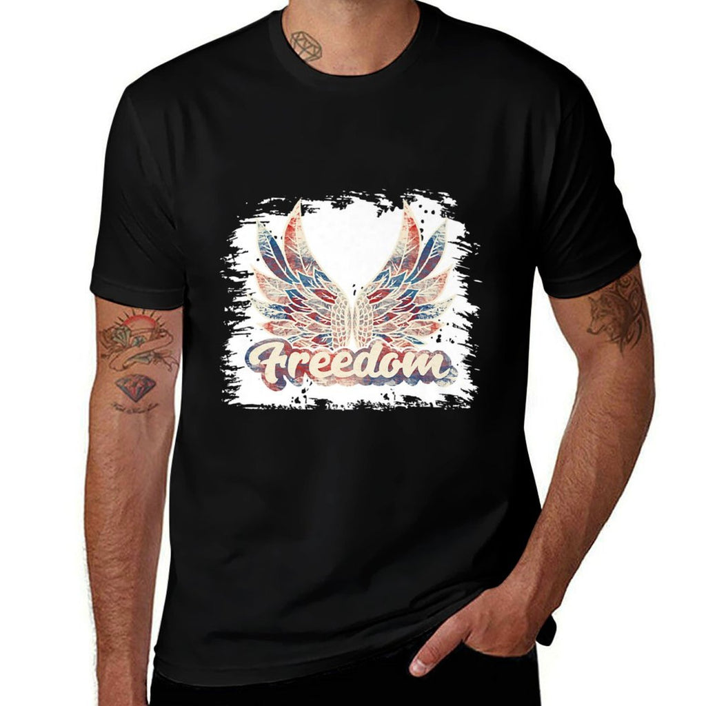 Bleached July 4th Freedom Wings Patriotic USA Angel Wings Premium  Stretchy T-Shirt