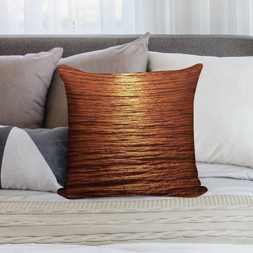 Copper Sea Sunrise Soft Decorative Cover Throw Pillow