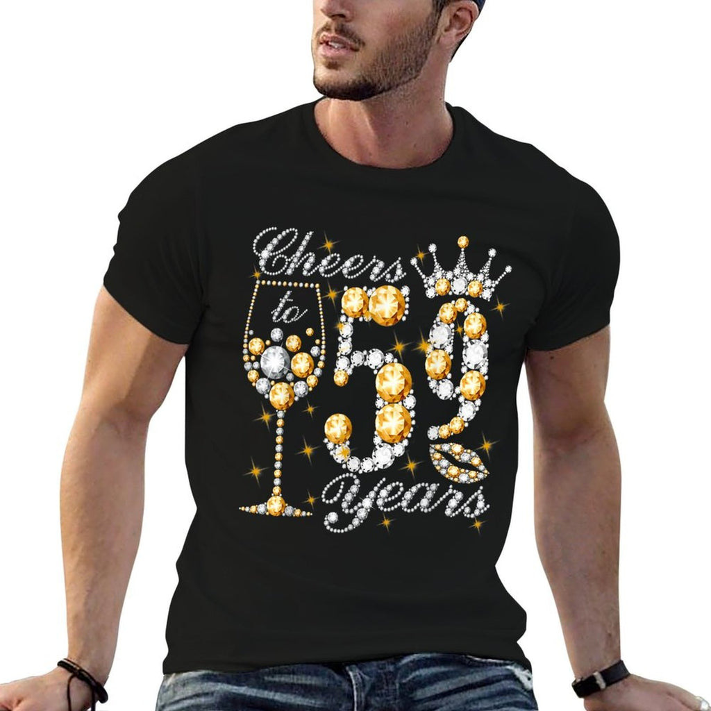 Cheers To 59 Years Old Happy 59th Birthday Queen Drink Wine Comfortable T-Shirt