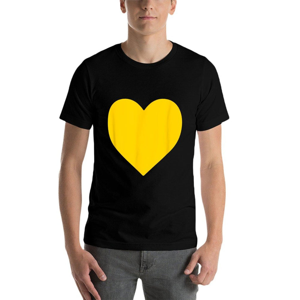 Es Designs Unisex-Adults Yellow Heart Modern Classic Fit, Black, Small  Soft T-Shirt