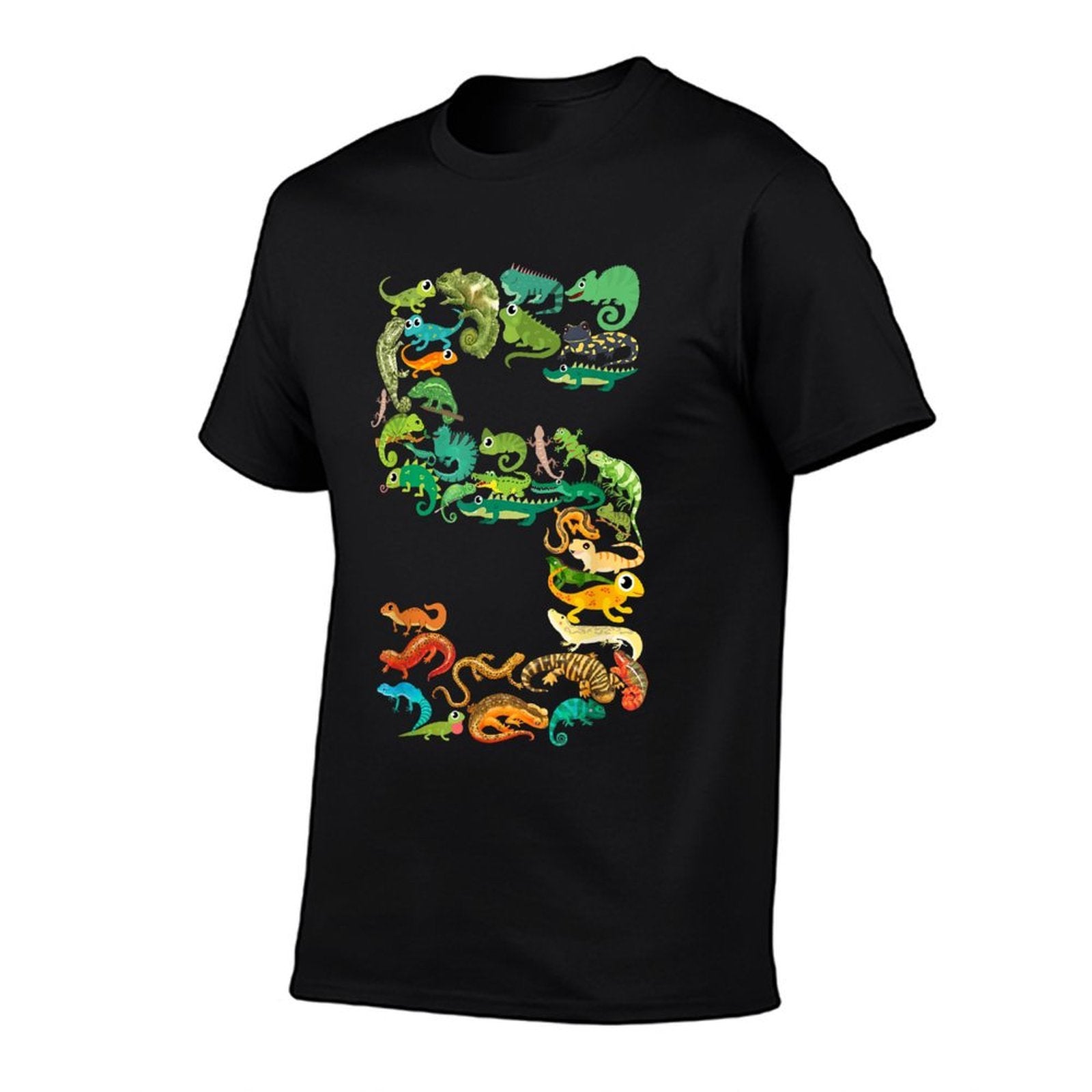 Kids 5th Birthday Reptiles Lizards Themed 5 Year Old Boys  Trendy Pattern T-Shirt