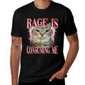 Rage Consumes Me Funny Silly Staring Cat Meme Women Men  Moisture-wicking T-Shirt