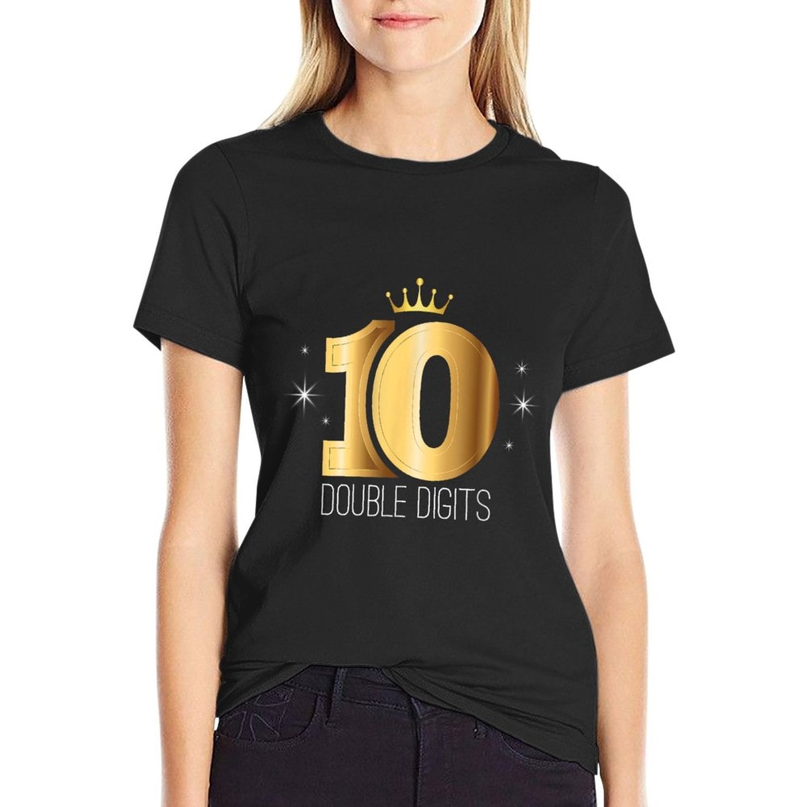 Gold Double Digits 10th Birthday Kids  Lightweight T-Shirt