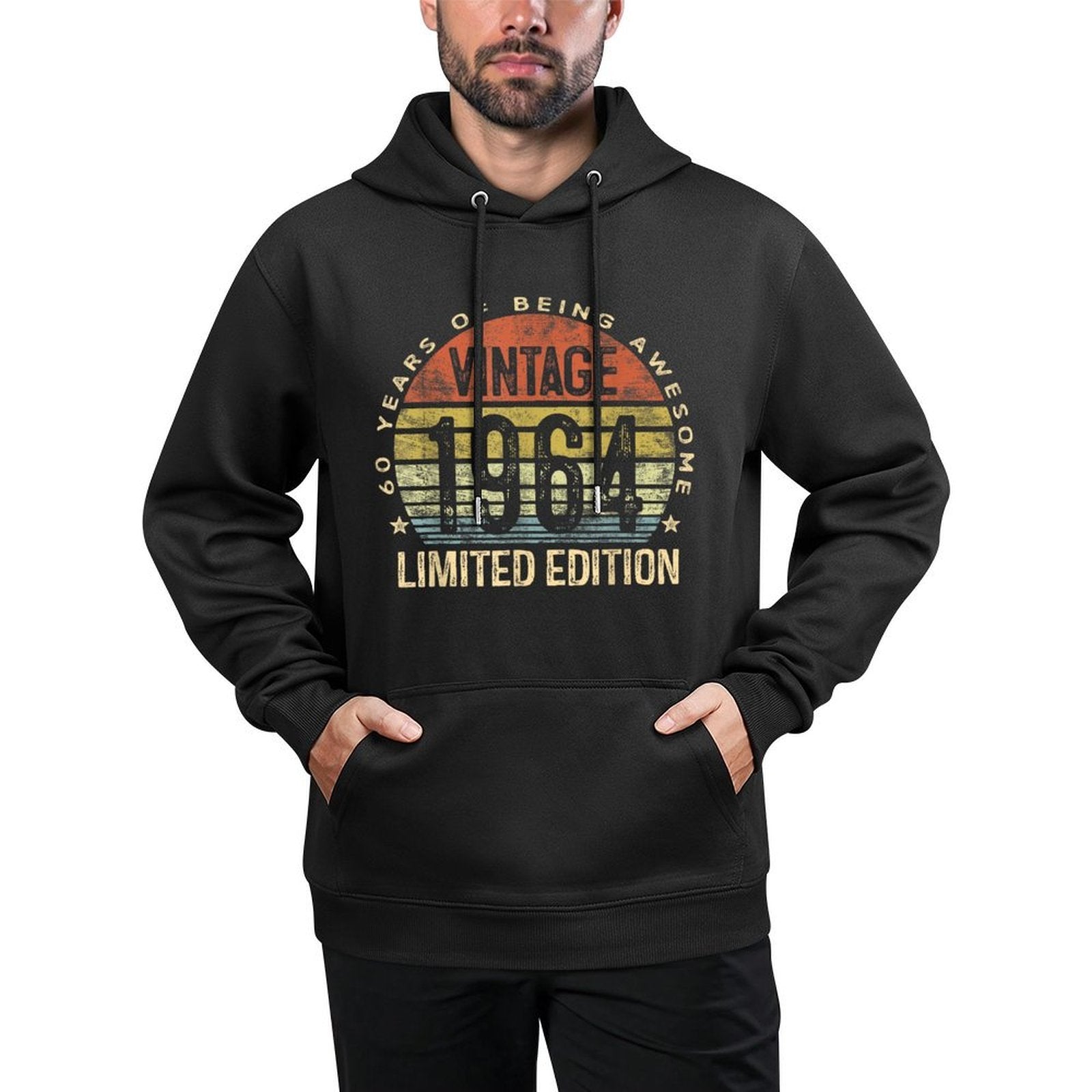 60 Year Old Gifts Vintage 1964 Limited Edition 60th Birthday Medium-Weight Fabric Hoodie
