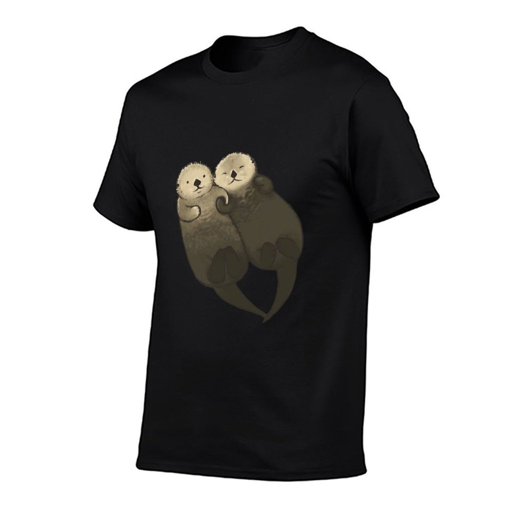 Significant Otters - Otters Holding Hands  Fade-proof Color T-Shirt