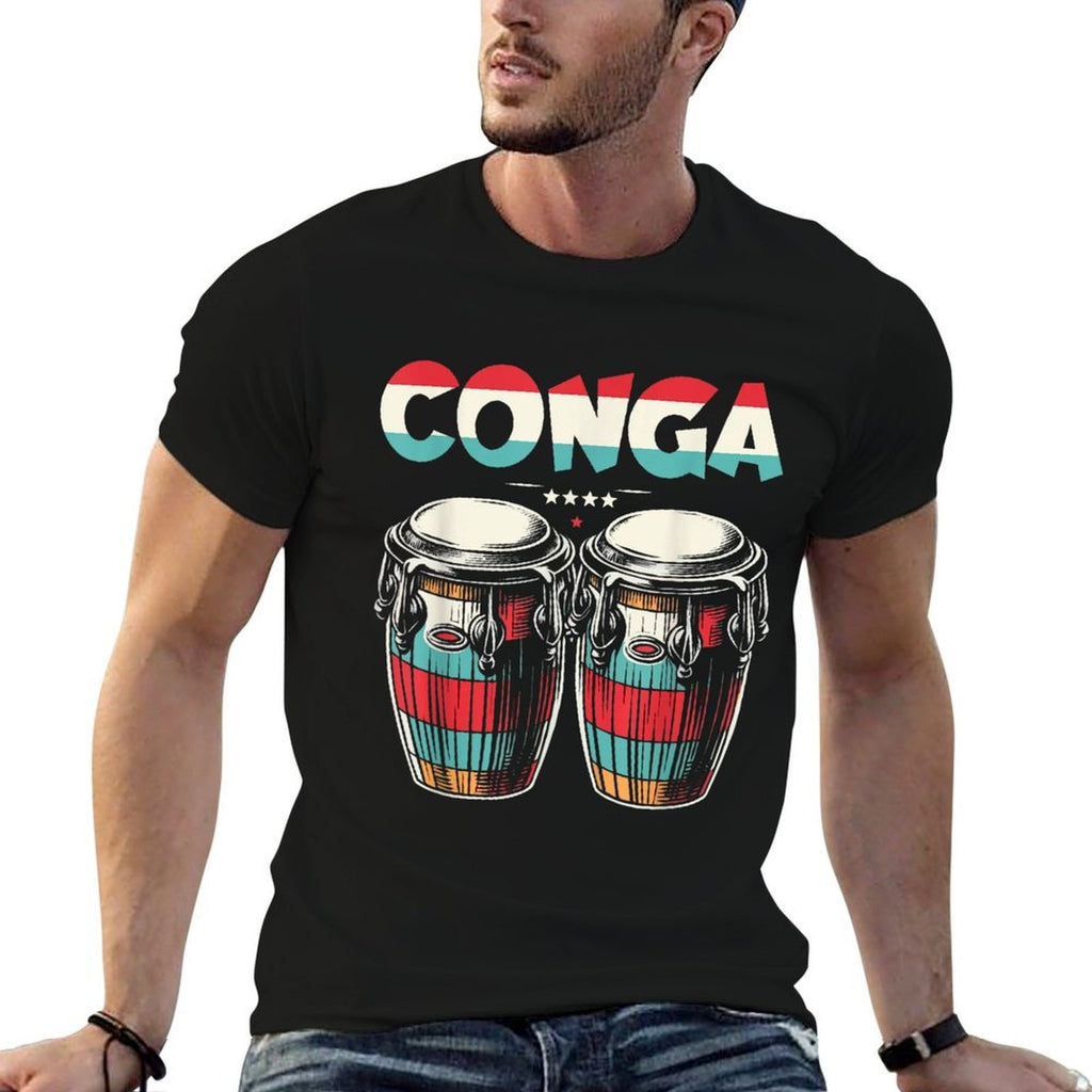 Conga Retro Style Colorful Conga Drums  Graphic-printed T-Shirt