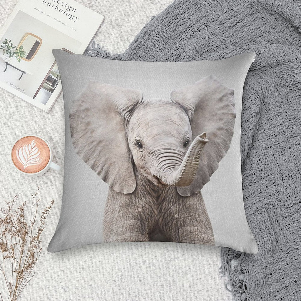 Baby Elephant - Colorful Soft Gift Ready Throw Pillow