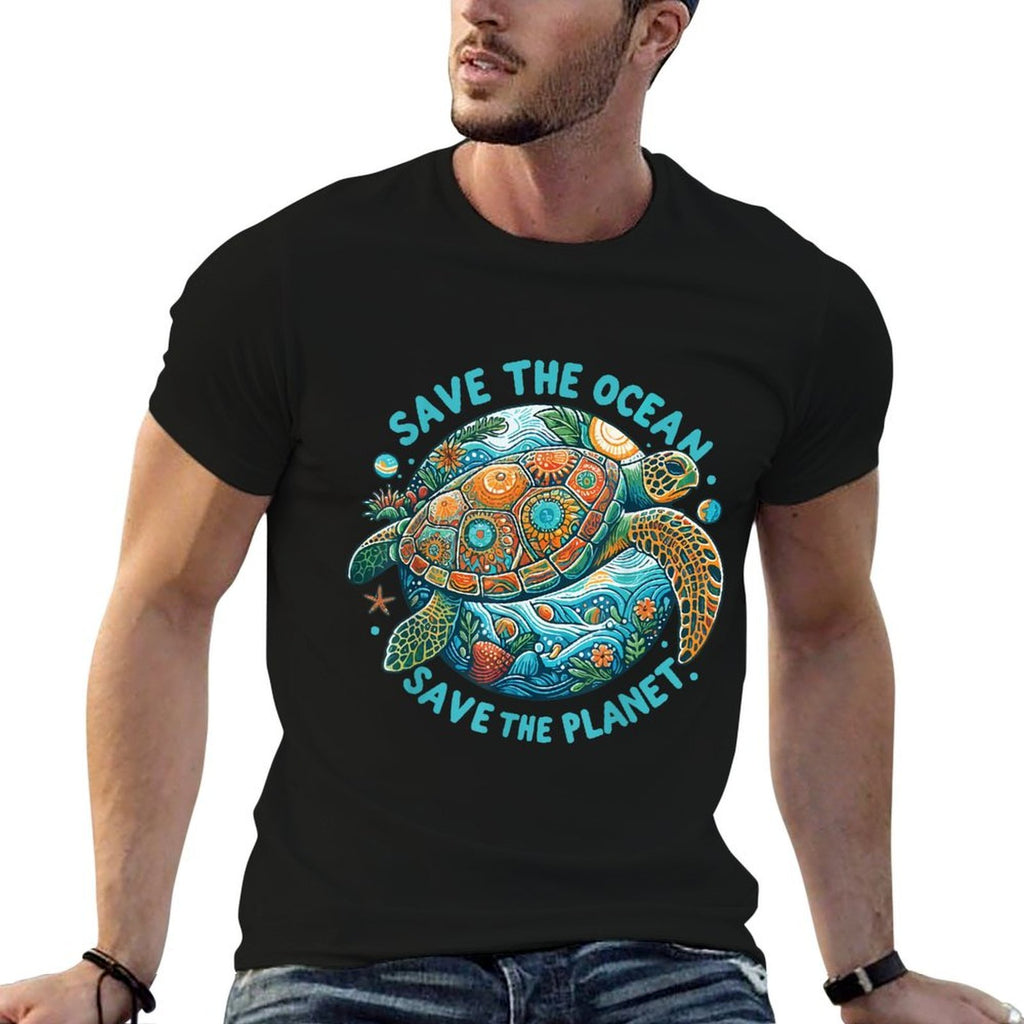 Save The Ocean Save The Planet Cute Sea Turtle  Moisture-wicking T-Shirt