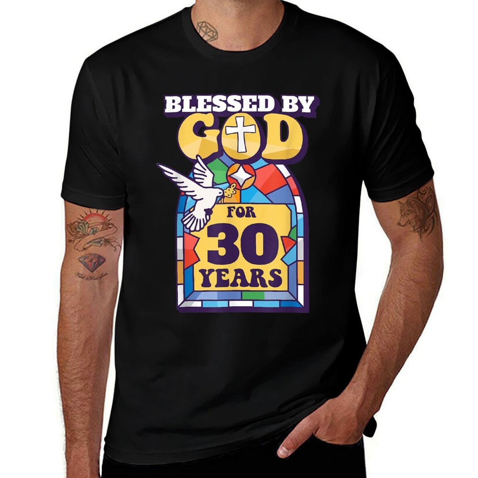 Blessed By God For 30 Years 30th Birthday Religious Theme  Quick-drying T-Shirt