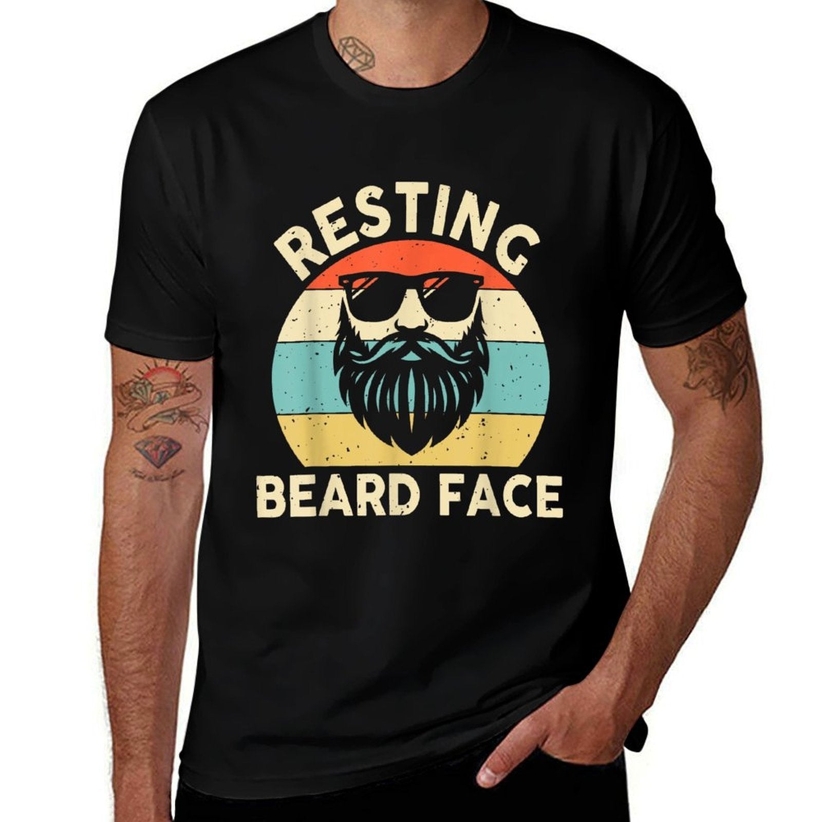 Beard Men Dad Grandpa Resting Beard Face Father’s Day  Soft T-Shirt