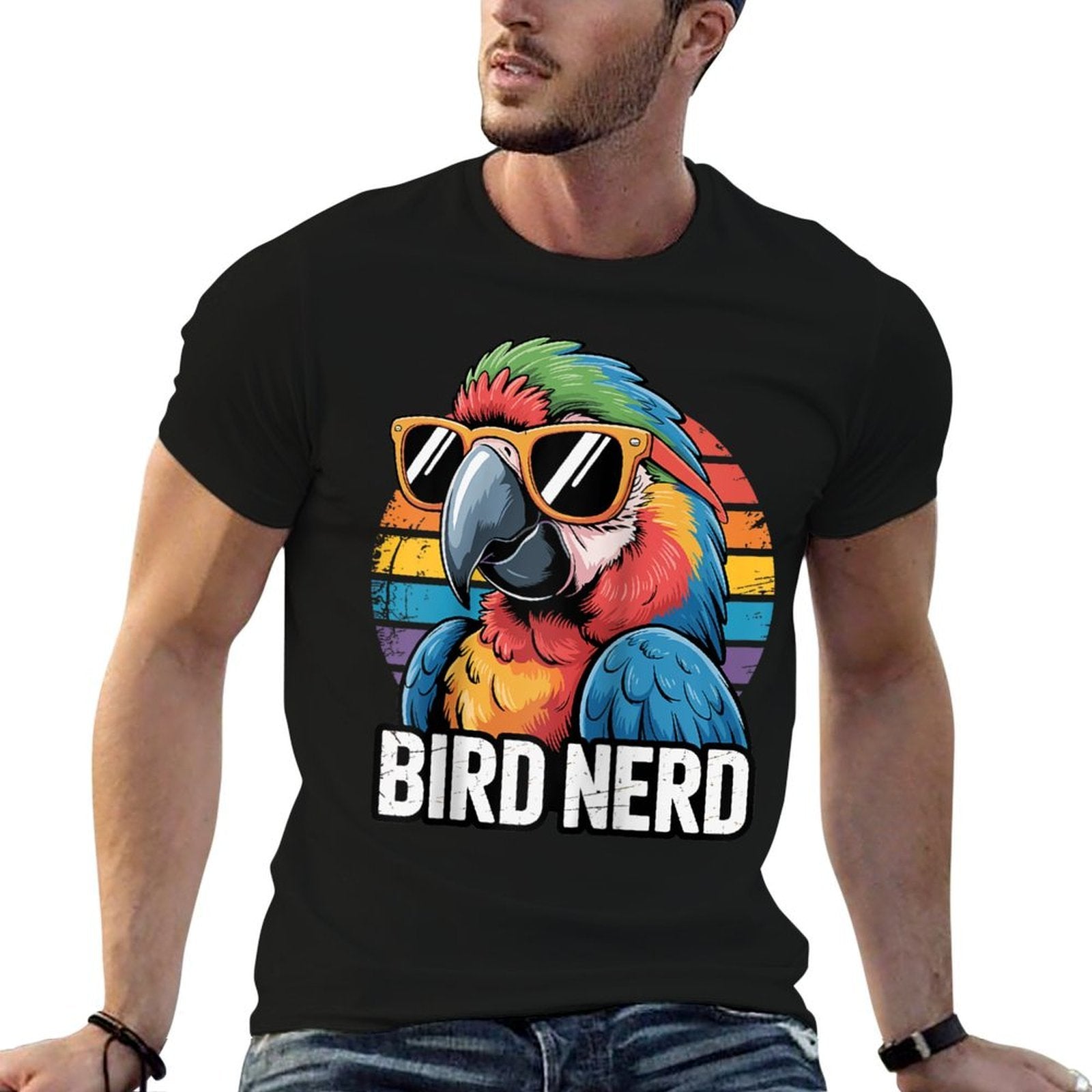 Bird Nerd Funny Parrot Birding Bird Watching Retro Bird Raglan Baseball  Summer-ready Fabric T-Shirt