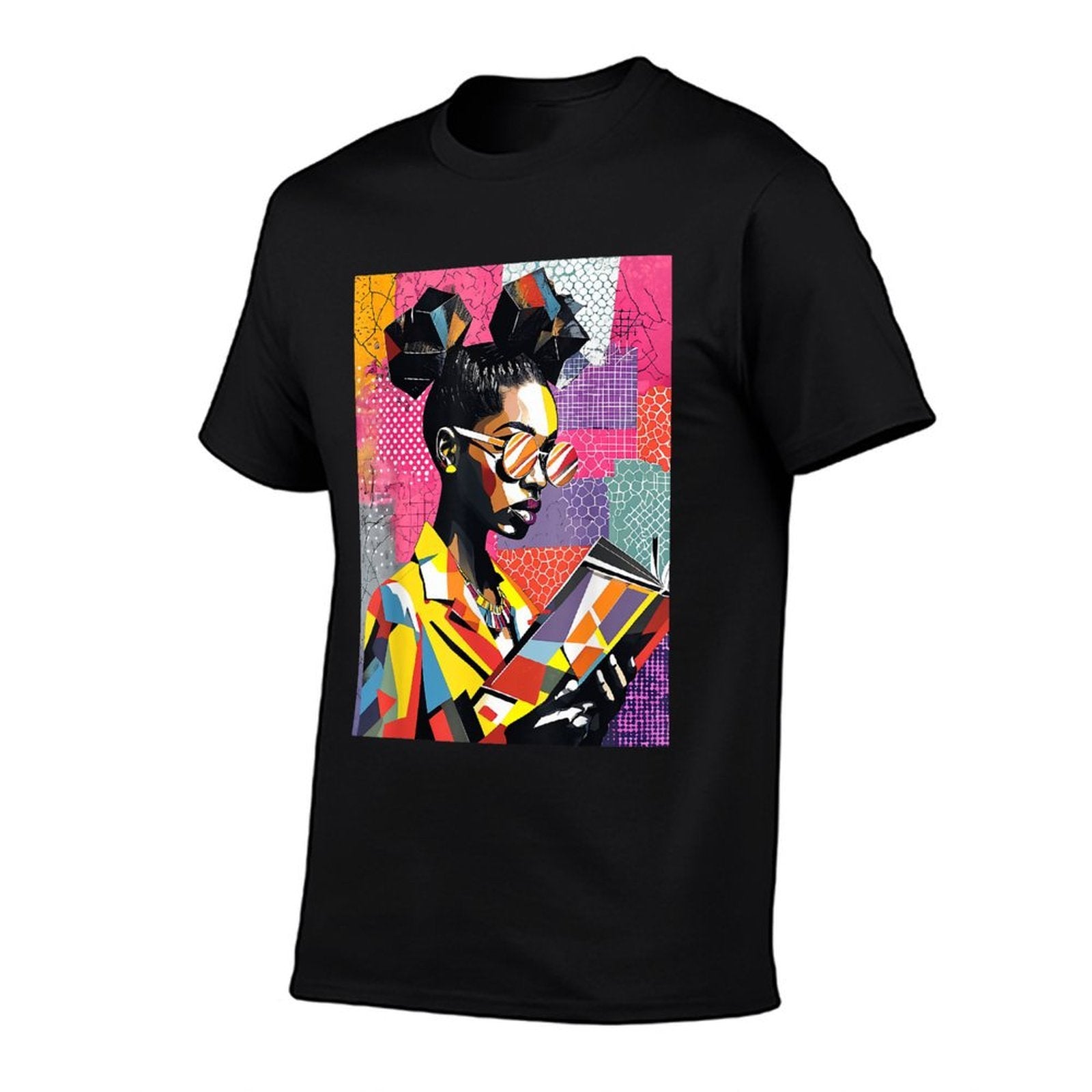 Geometric Black History Educated Women Reading Book Melanin Comfortable T-Shirt