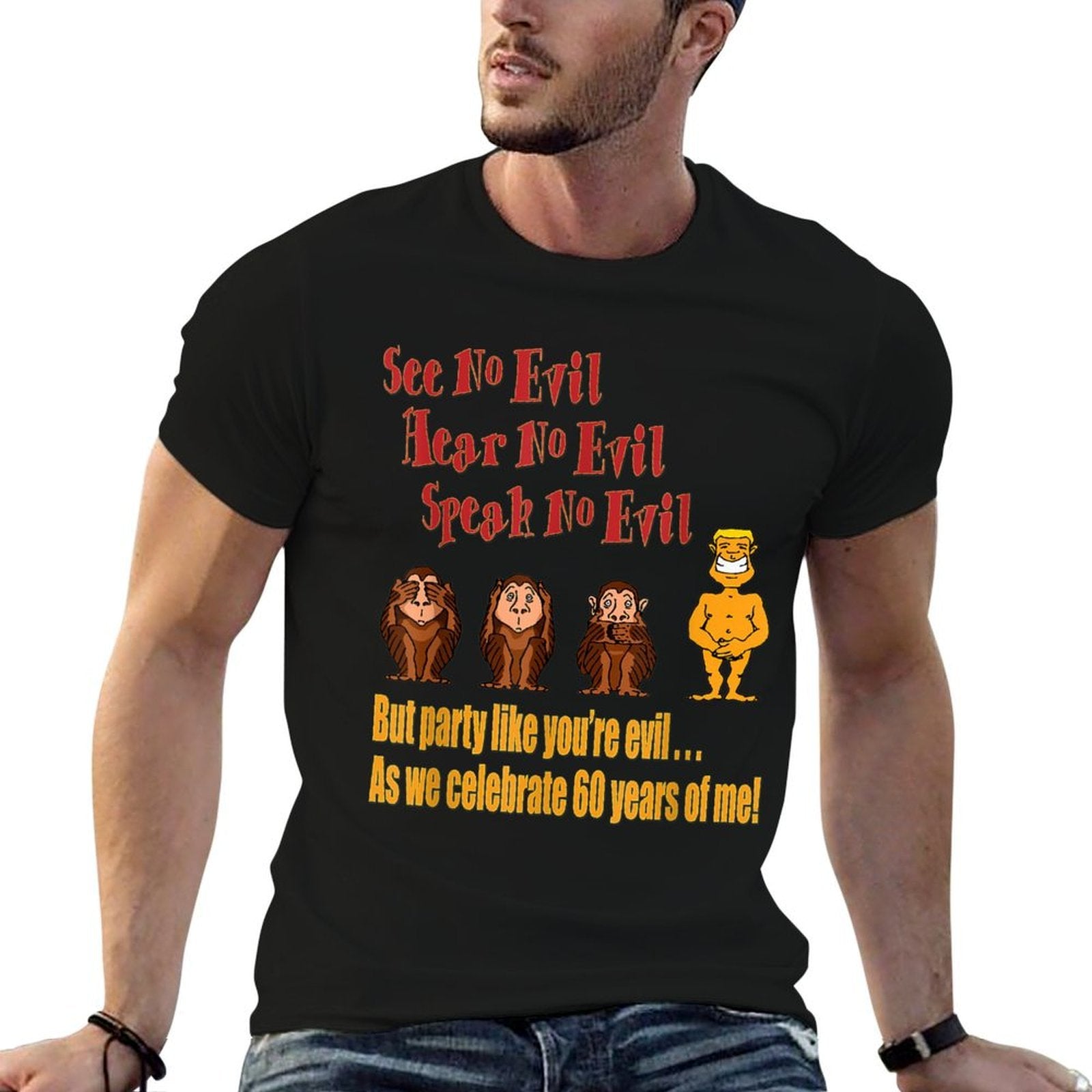 Funny 60th Birthday Party - Fun 60th Birthday Monkey  Tagless Design T-Shirt