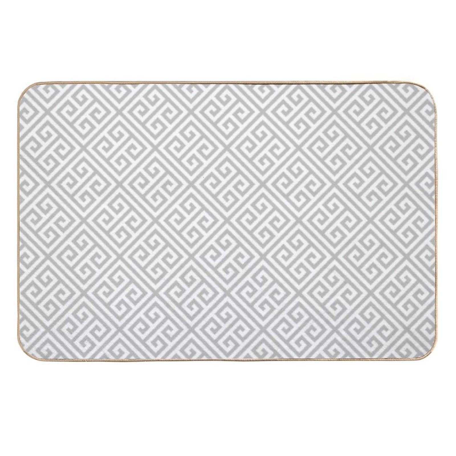 Greek Key Silver Gray And White Diagonal Pattern  Dirt-Trapping Bath Mat