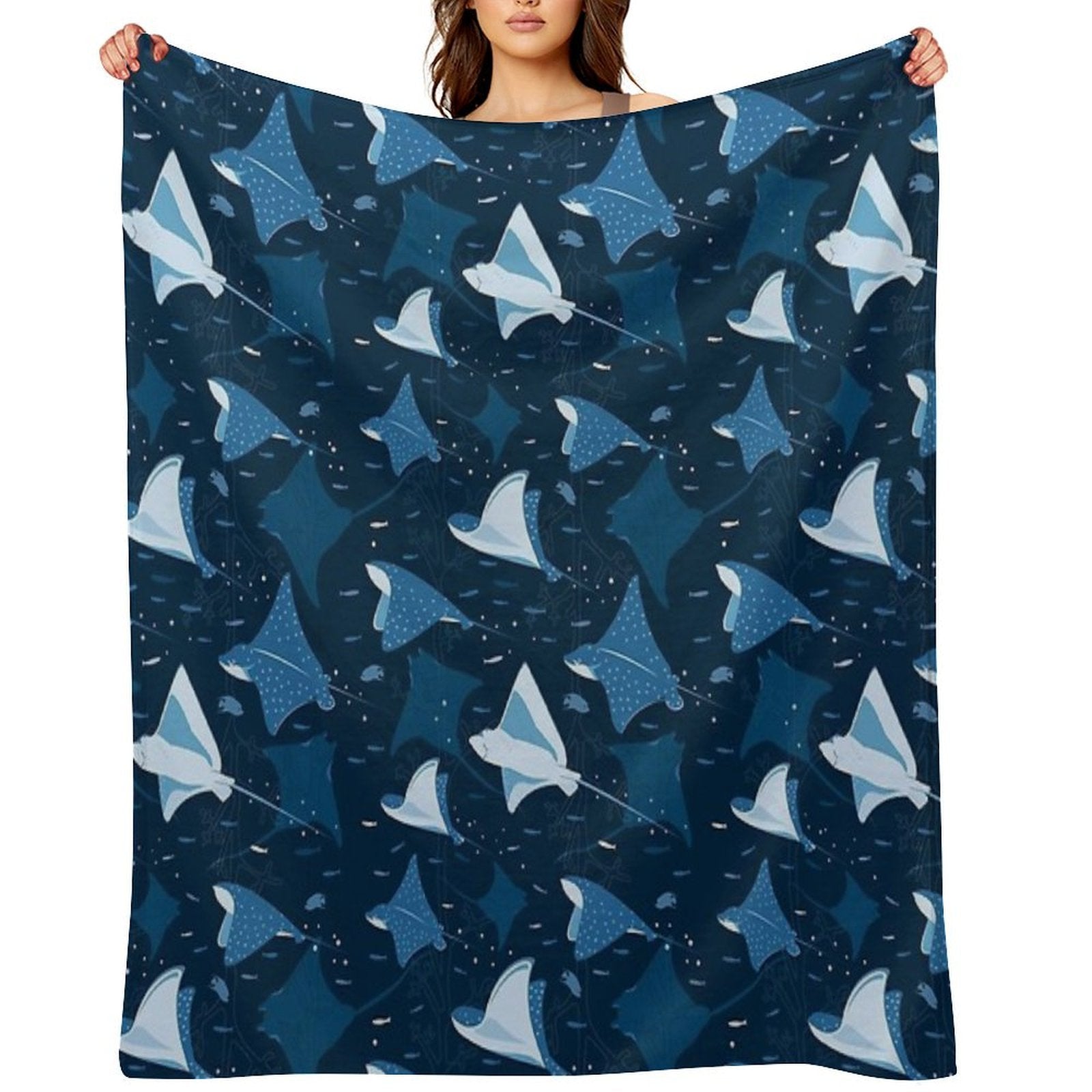 Flying Stingrays Blue Machine-washable Throw Blanket