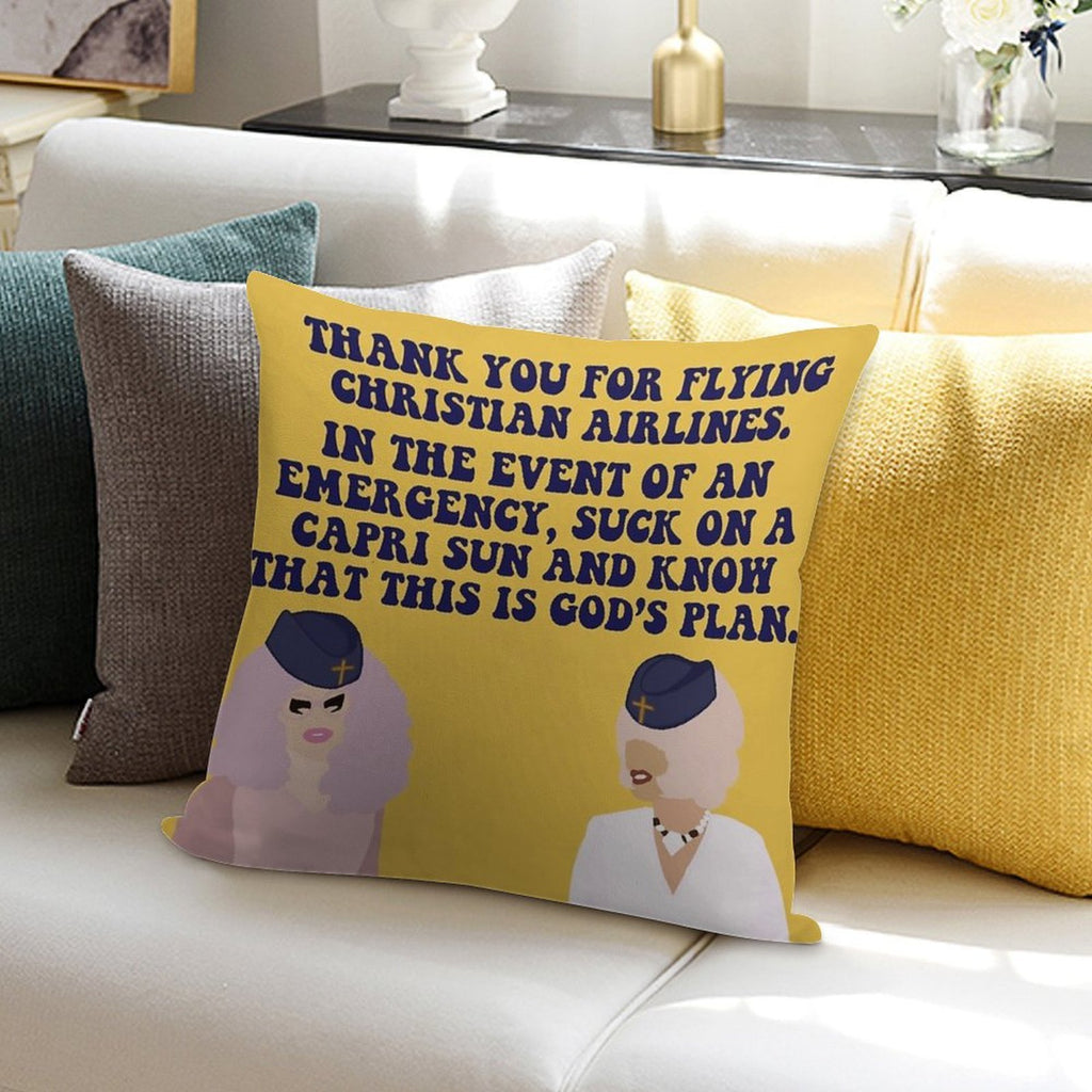 Trixie And Katya Christian Airlines Soft Luxury Feel Throw Pillow