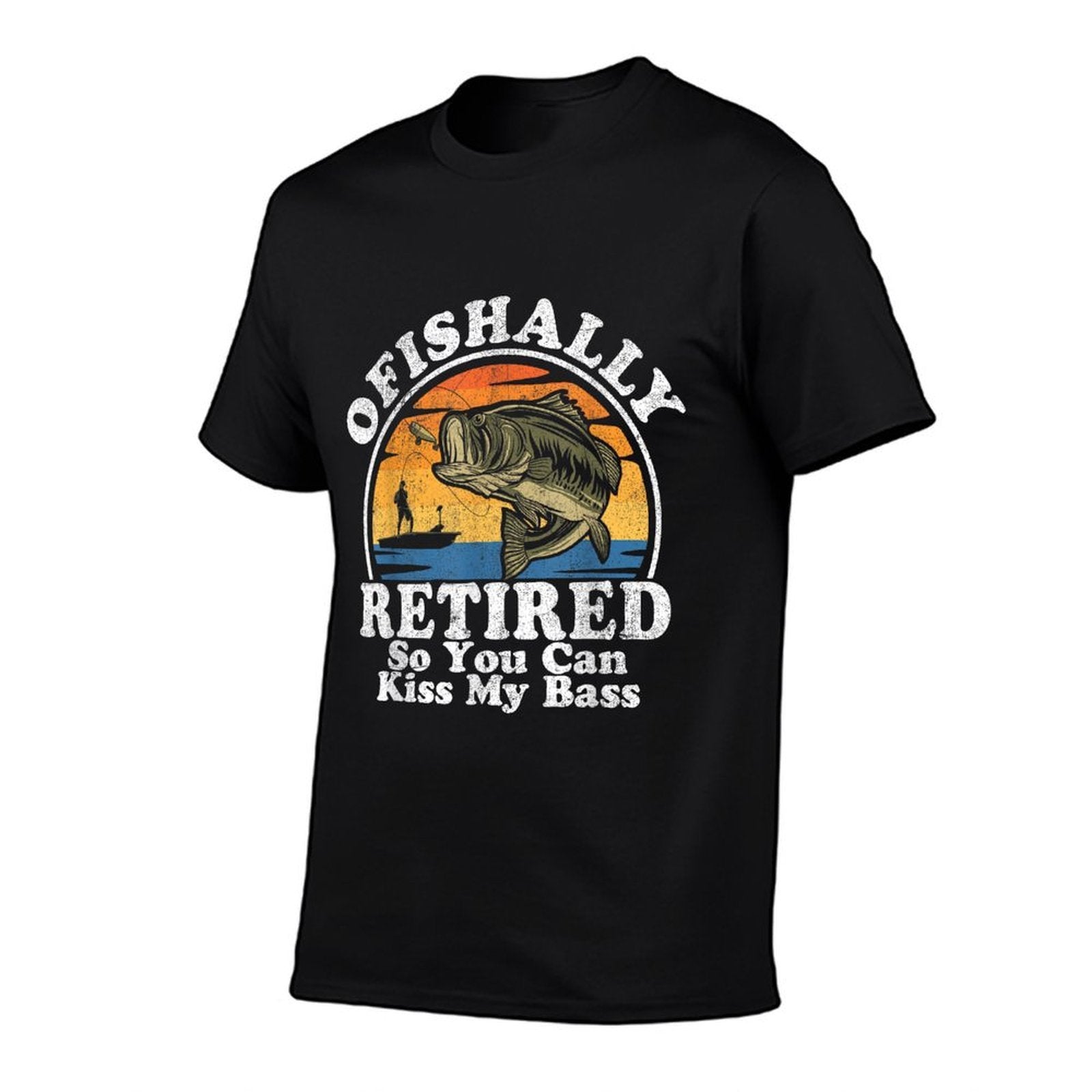 Ofishally Retired Funny Bass Fishing Retirement Gift For Men Comfortable T-Shirt