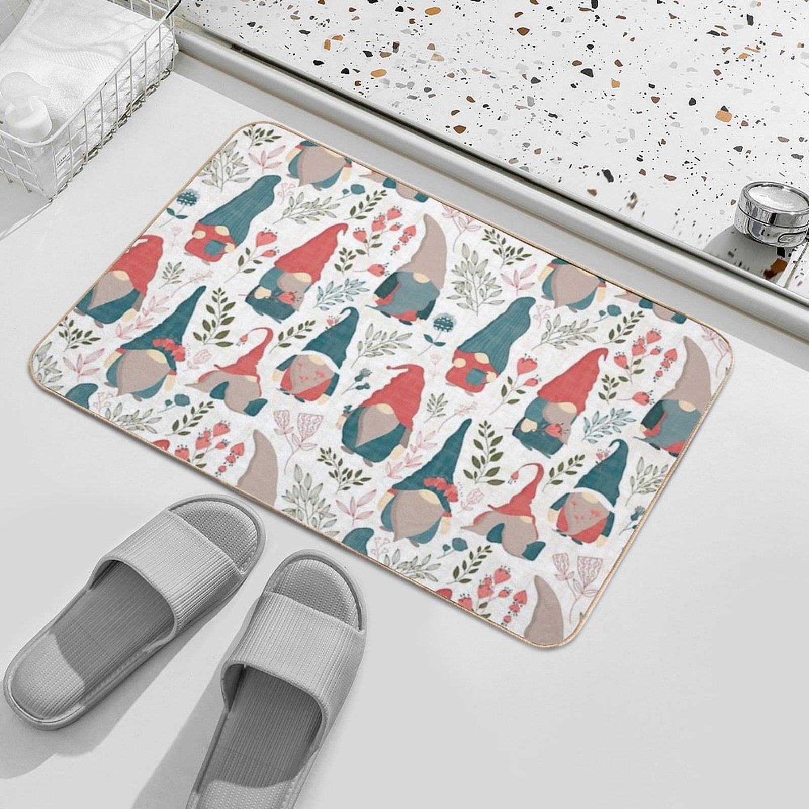Floral Gnomes  Versatile Bath Mat