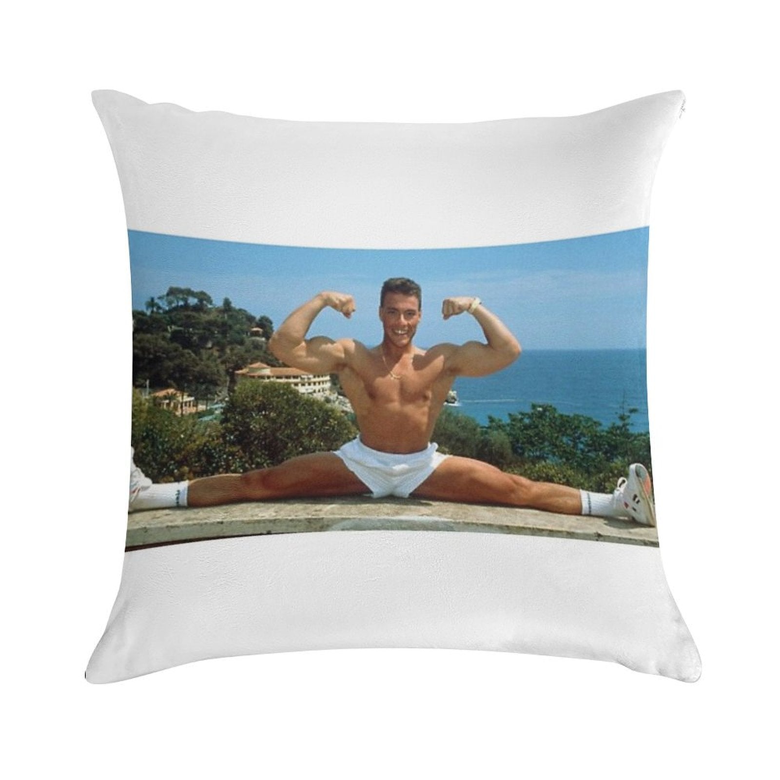 Jean Claude Van Damme Splits Soft Short Plush Fabric Throw Pillow