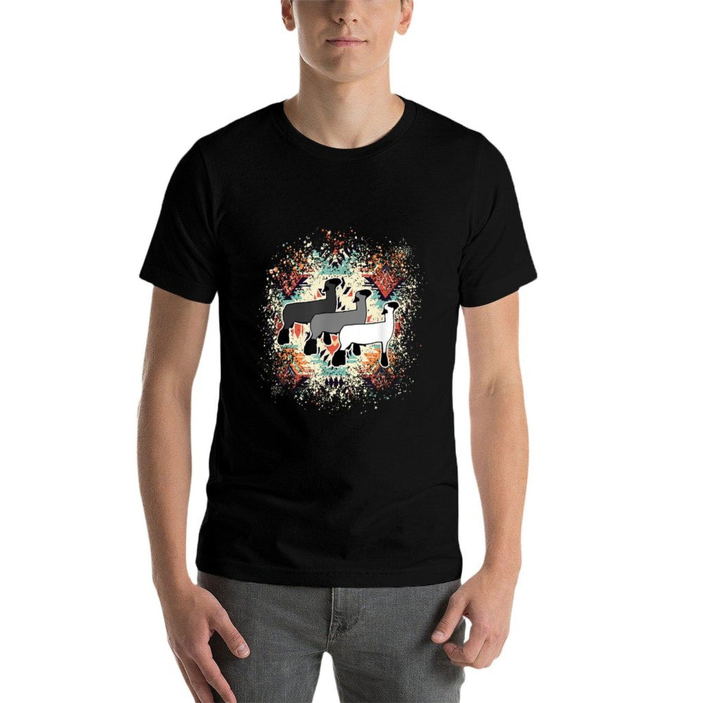 Show Club Lamb with Western Aztec-Inspired Geometric Splash  High-quality Stitching T-Shirt