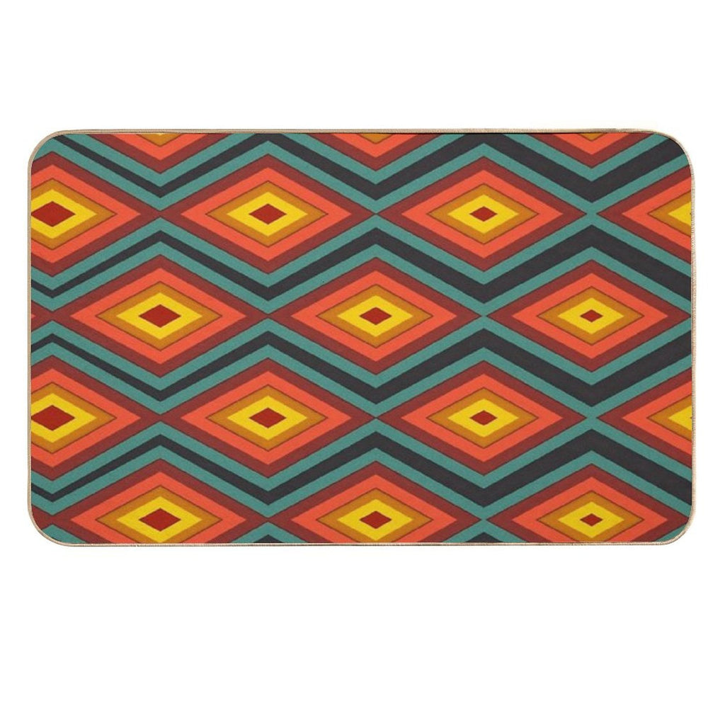 Retro Abstract Pattern Morphing Red Hot Rhombus  Slip-Resistant Bath Mat