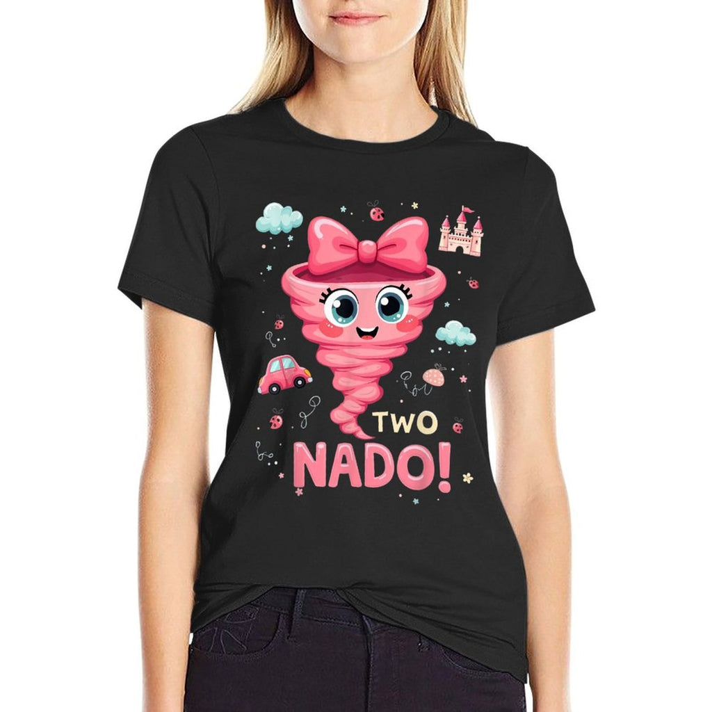 Tornado Two-Nado 2nd Birthday Party for 2-Year-Old Girls  Polyester Blend T-Shirt