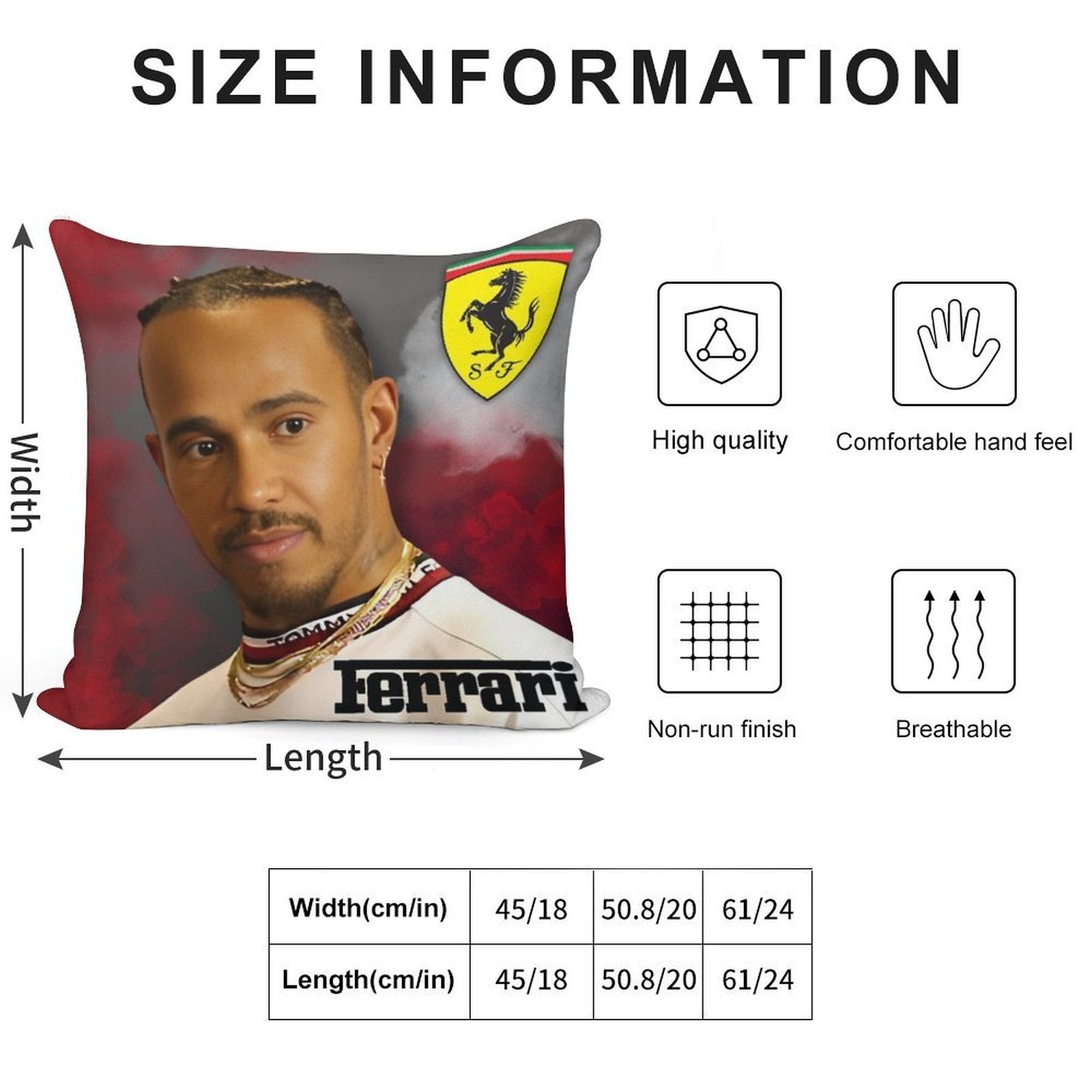 Ferrari F1 Lewis Hamilton Soft Shrink-Resistant Throw Pillow