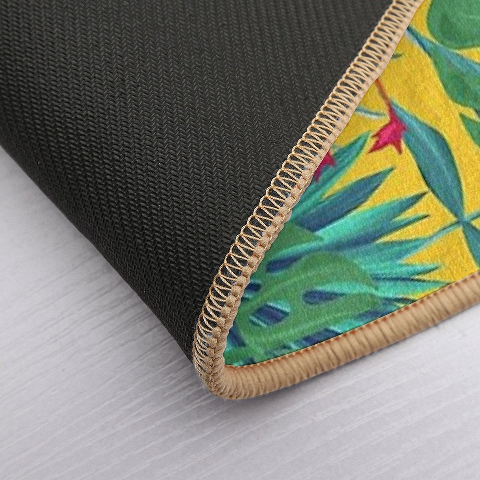 Tropical Bird Yellow Background  Multi-Purpose Bath Mat