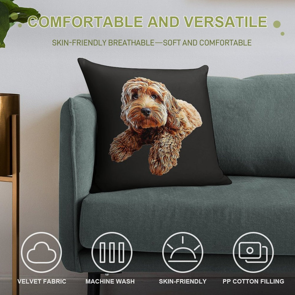 Doodle Cockerpoo Cockapoo Spoodle Cute Puppy Dog Soft Easy Maintenance Throw Pillow