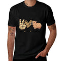 Kawaii Kids Peace Love Meme Lover Capybara  Rolled Sleeves T-Shirt