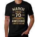 70 Years Awesome Vintage March 1955 70Th Birthday  Quick-drying T-Shirt