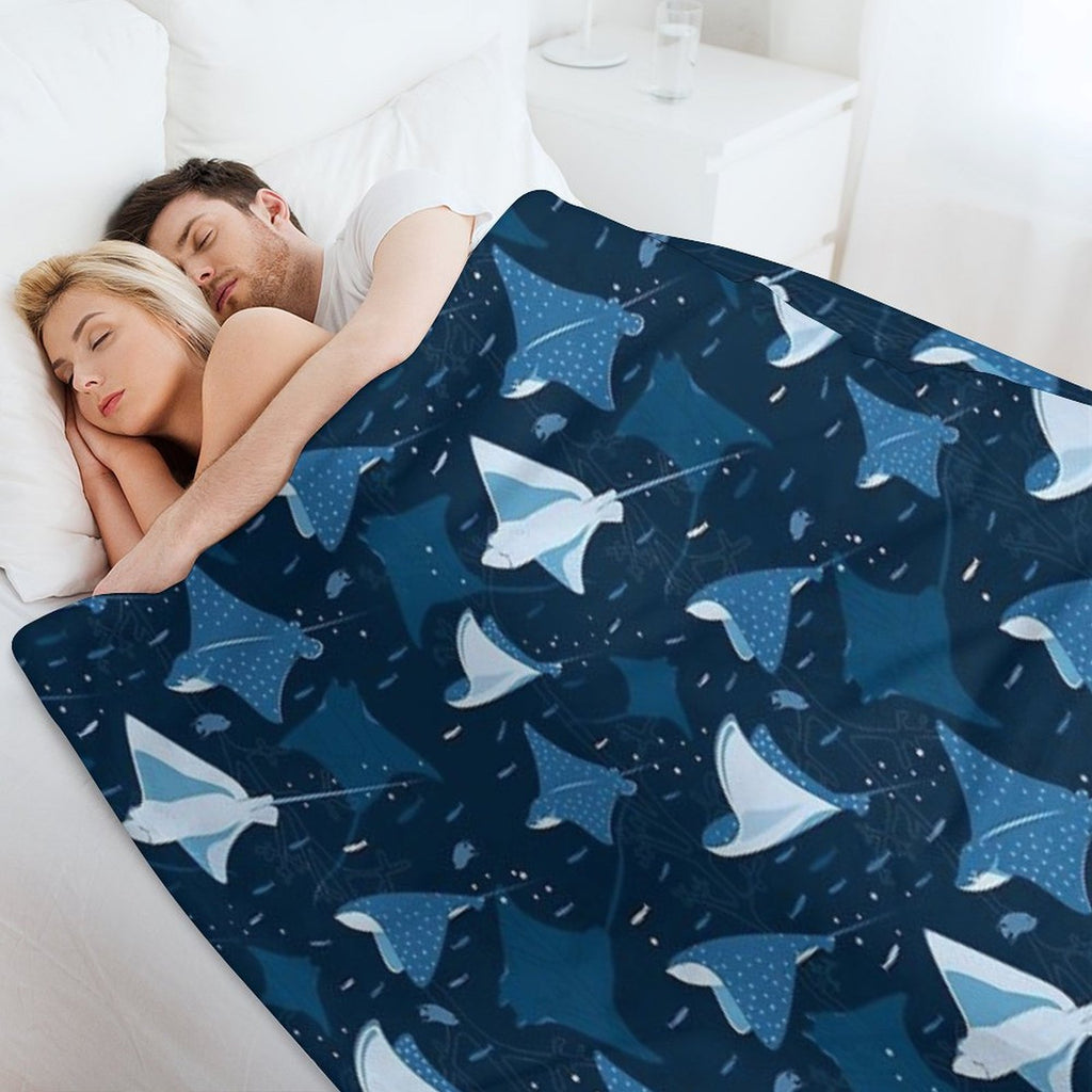 Flying Stingrays Blue Machine-washable Throw Blanket