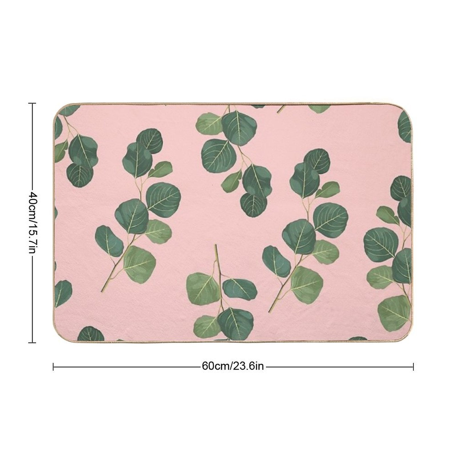 Floral Abstract Seamless Pattern with Eucalyptus Branches.  Repositionable Bath Mat