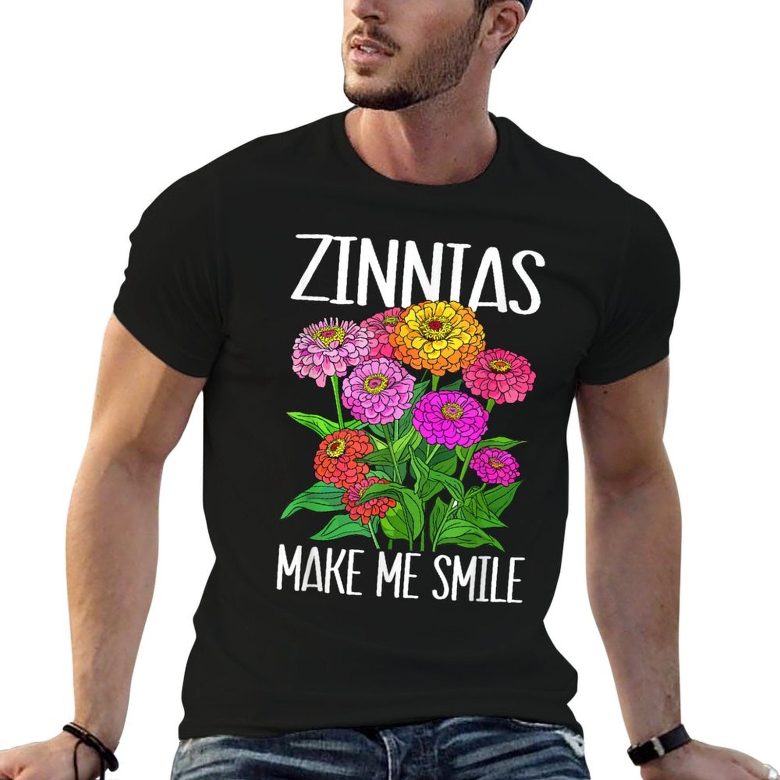 Florist Floral Make Me Smile Zinnia  Moisture-wicking T-Shirt